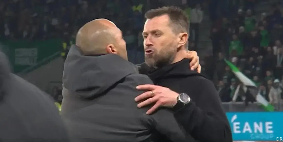 asse angers bagarre entre les deux entraineurs alexandre dujeux entraineur d angers et eirik horneland coach de saint etienne a la fin du match de la 23e journee de ligue 1 22 fevrier 2025 2038496 388850
