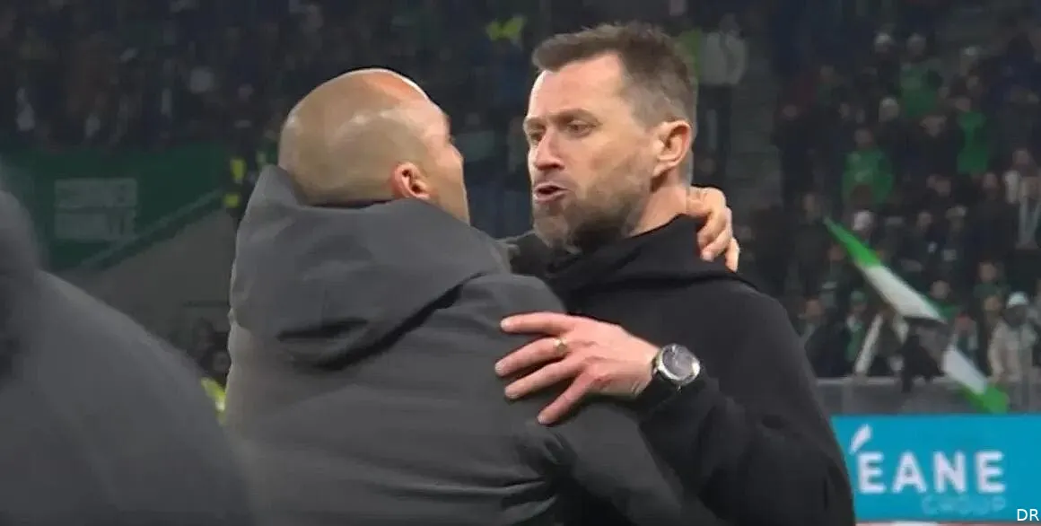 asse angers bagarre entre les deux entraineurs alexandre dujeux entraineur d angers et eirik horneland coach de saint etienne a la fin du match de la 23e journee de ligue 1 22 fevrier 2025 2038496 388850
