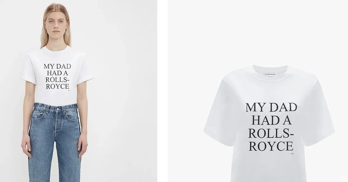 victoria beckham vend 130 euros le tee shirt mythique mon pere avait une rolls victoria beckham 368186