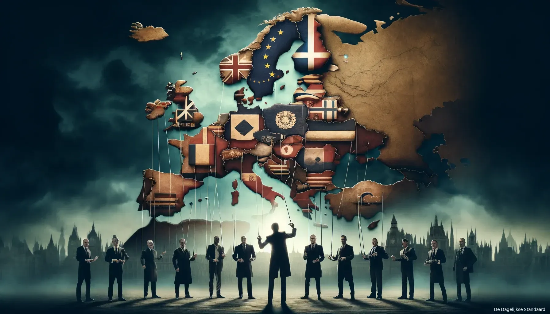 dalle 2024 06 10 165408 a dramatic illustration of globalist elites controlling europe the scene features a group of powerful well dressed figures standing in front of a ma