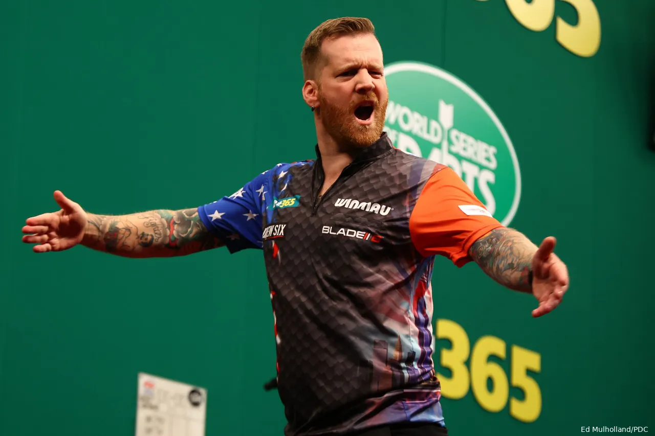 Van Dongen in Aktion bei den US Darts Masters im letzten Jahr