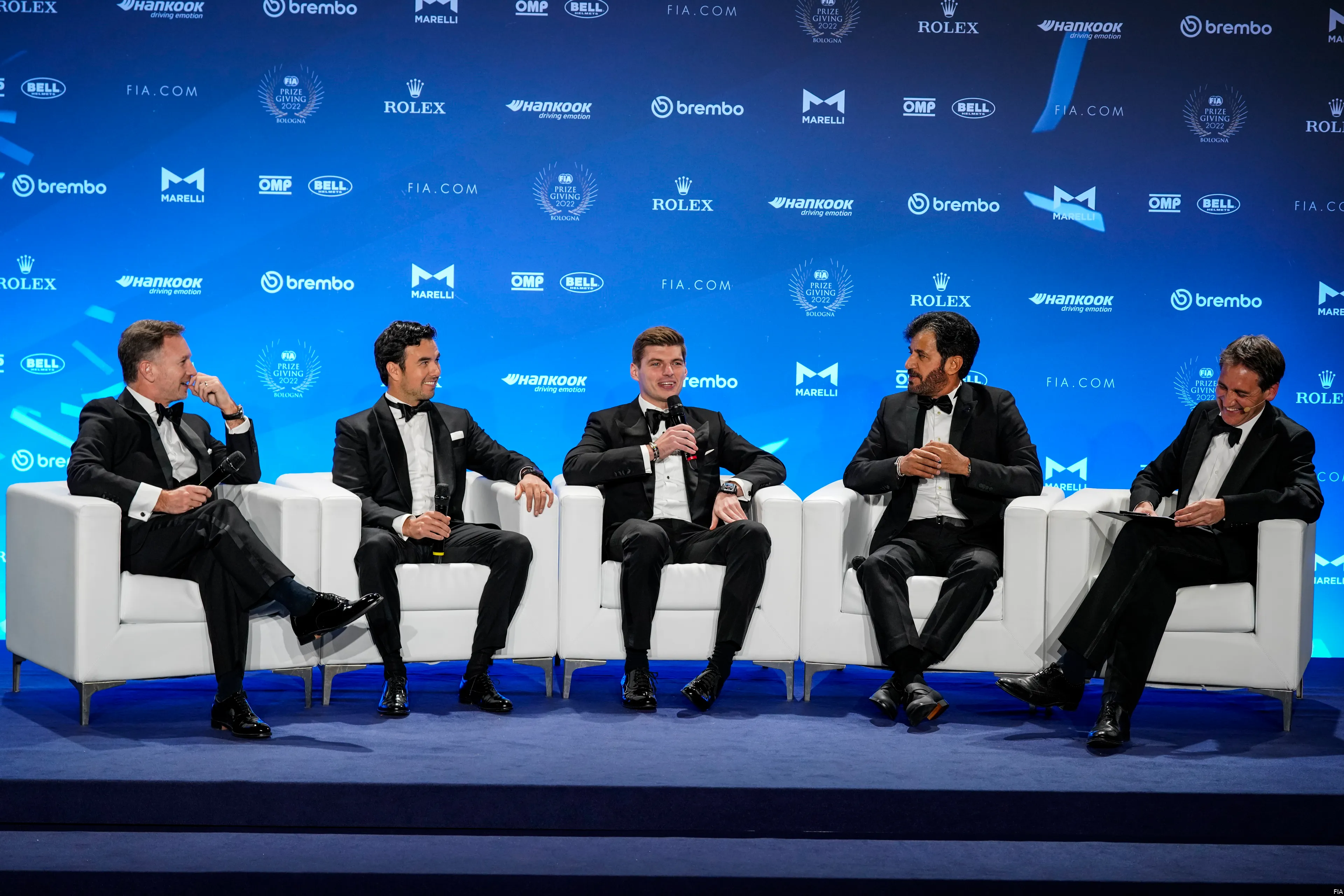 max verstappen christian horner mohammed ben sulayem sergio perez red bull racing f1 2022 fia prize giving