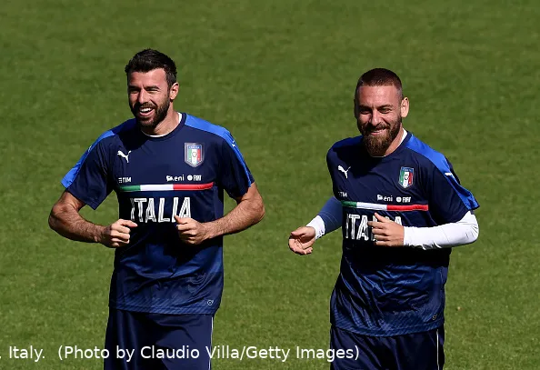 de rossi barzagli allenamento italia