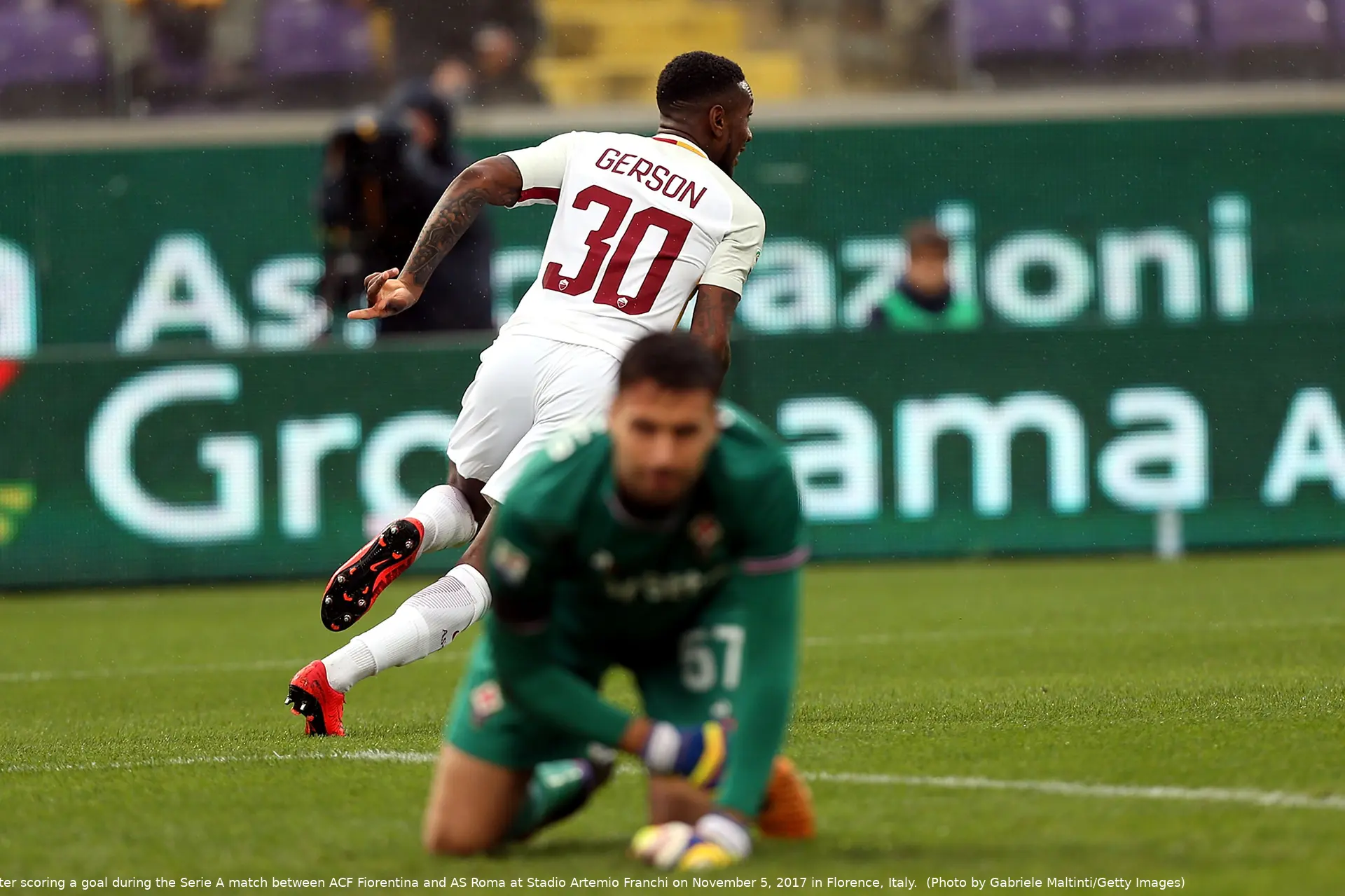 gerson esulta spalle fiorentina roma