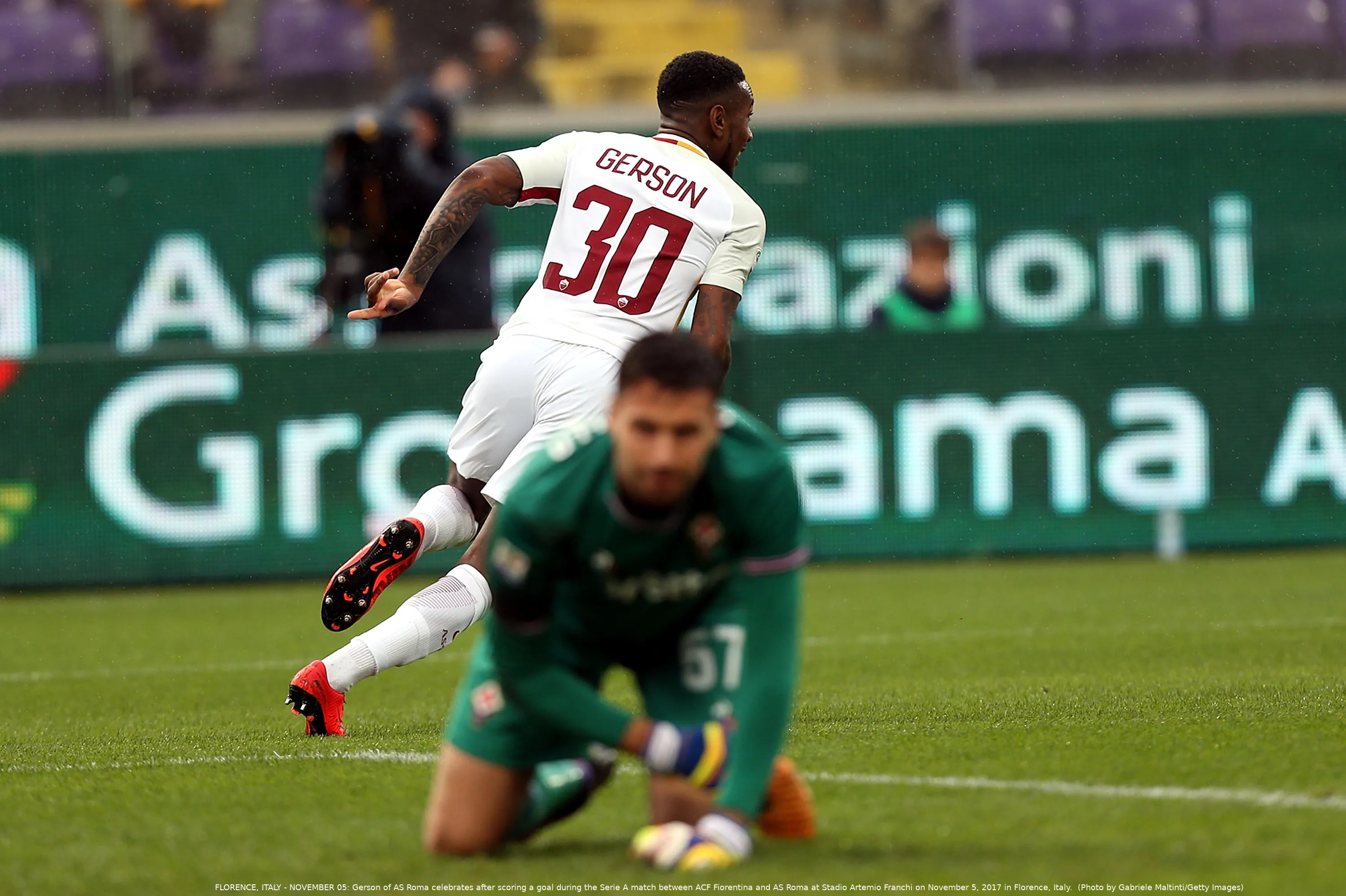 gerson esulta spalle fiorentina roma