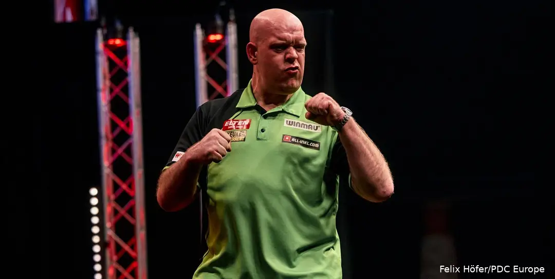 Ook Michael van Gerwen realiseerde de dubbel European Tour-Players Championship
