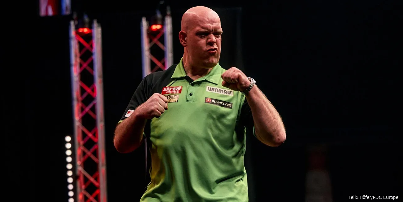 Ook Michael van Gerwen realiseerde de dubbel European Tour-Players Championship