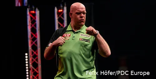 Ook Michael van Gerwen realiseerde de dubbel European Tour-Players Championship