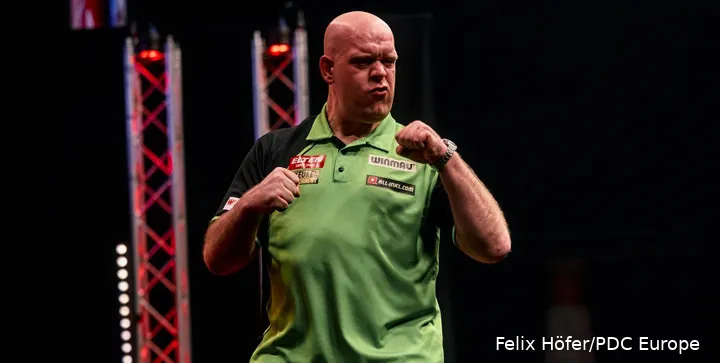Ook Michael van Gerwen realiseerde de dubbel European Tour-Players Championship