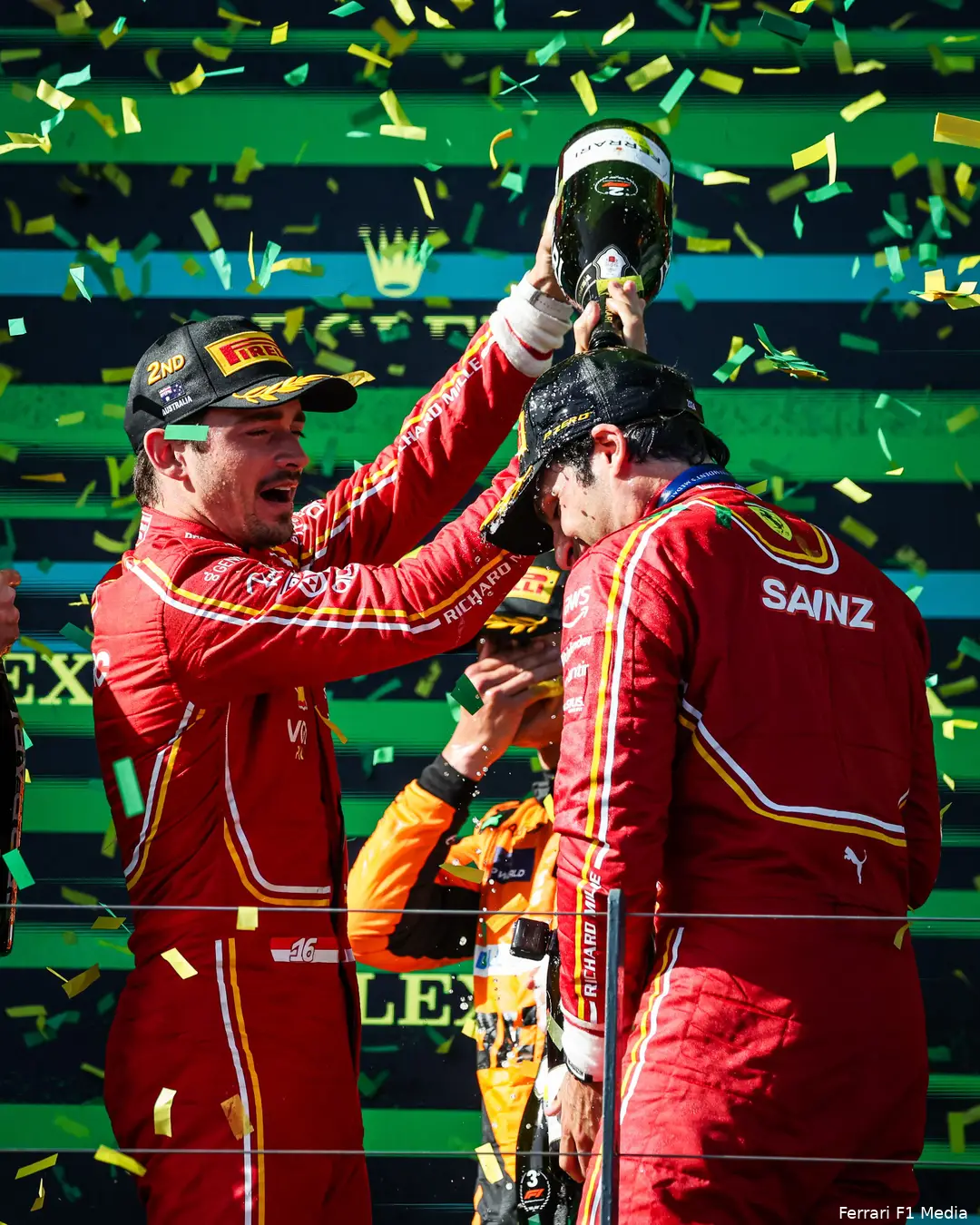 carlos sainz leclerc podium australie ferrari