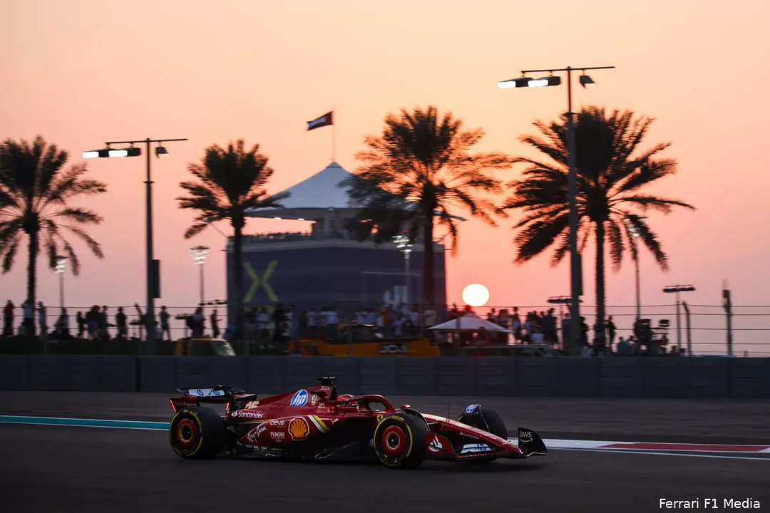 Leclerc had veel pech, gridstraf voor een nieuwe batterij, en ook nog eens track limits, Abu Dhabi 2024.