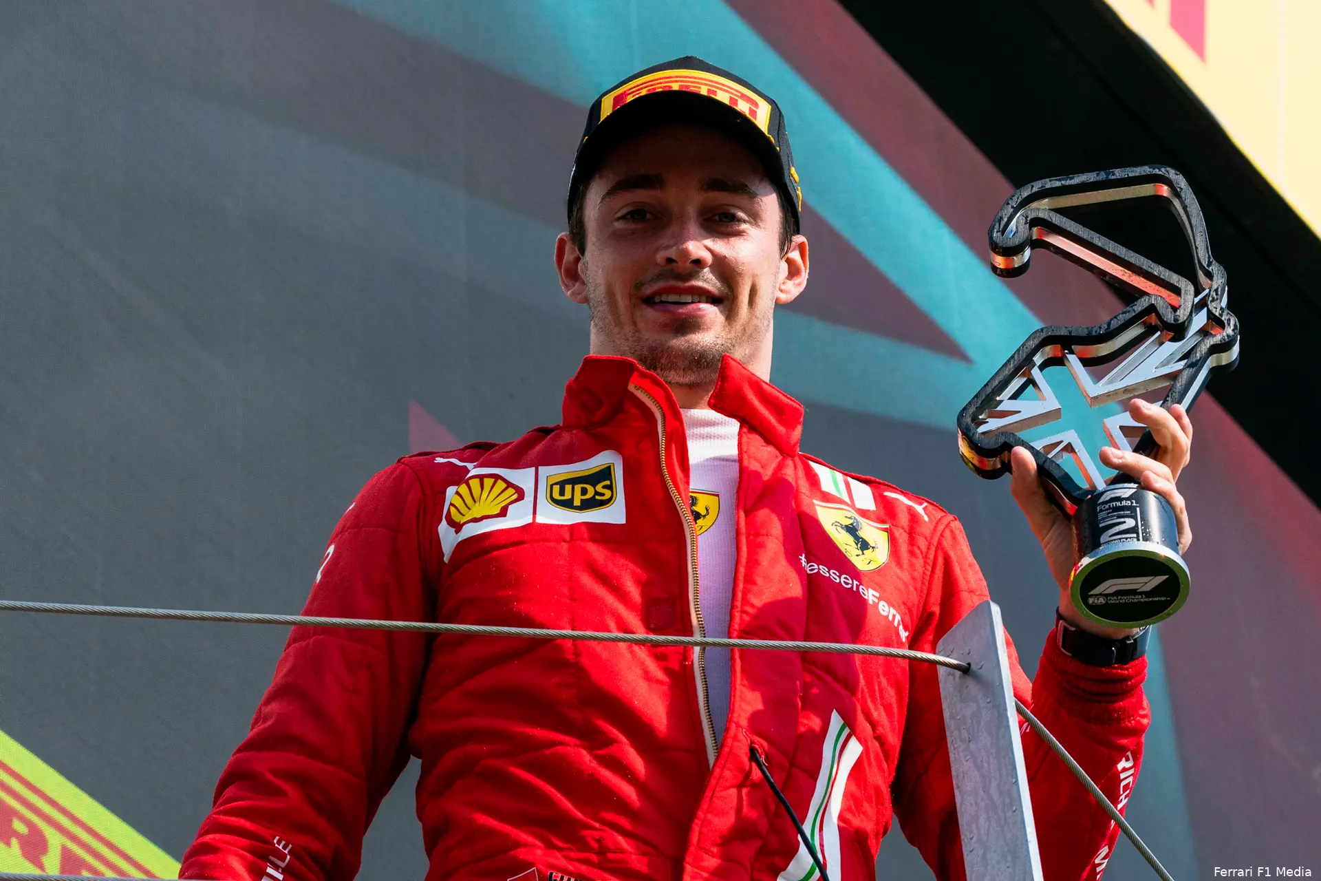Leclerc Ferrari silverstone podium