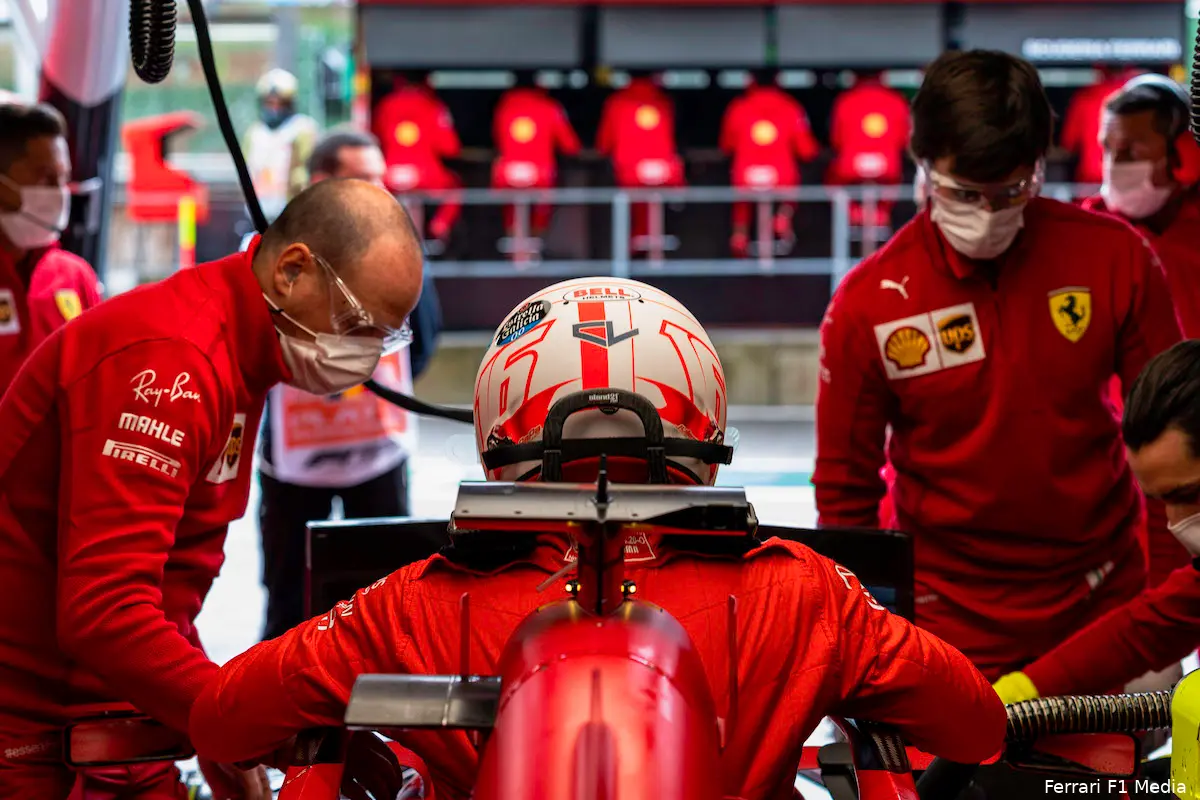 ferrari belgie leclerc pitstraat uitstappen