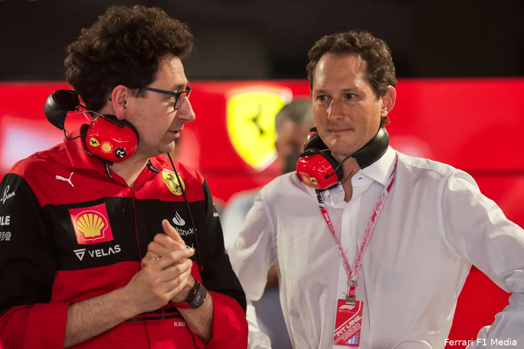 Mattia Binotto John Elkann Ferrari GP Miami