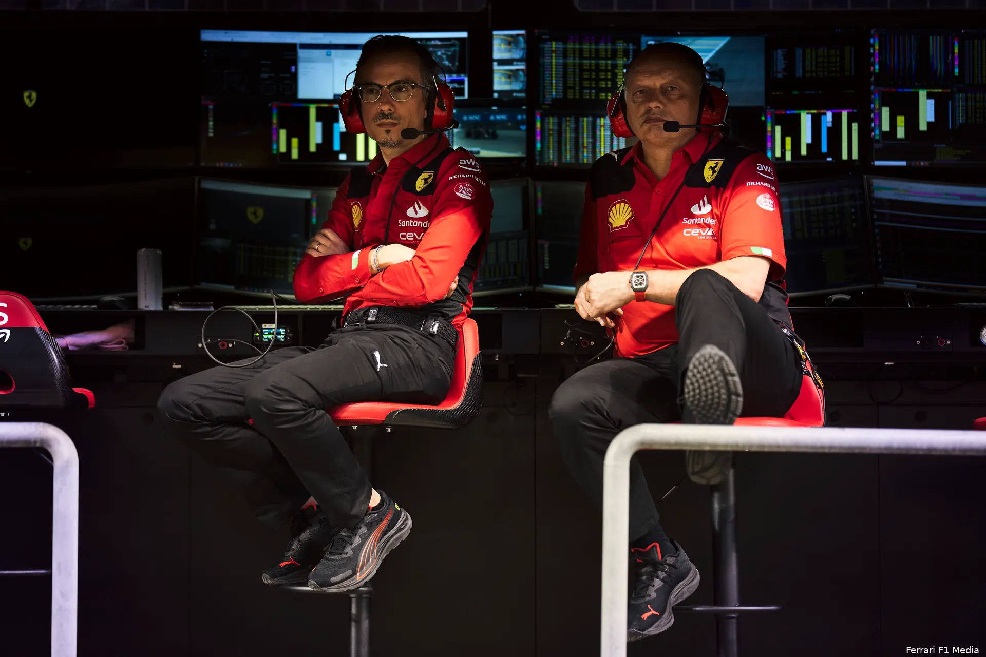 laurent mekies frederic vasseur ferrari f1 testing bahrein 2023