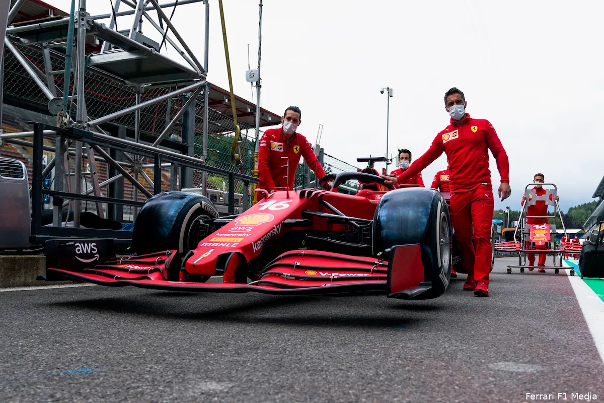 ferrari belgie leclerc pitstraat