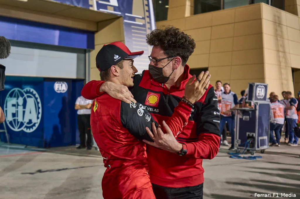Charles Leclerc Mattia Binotto Ferrari GP Bahrein