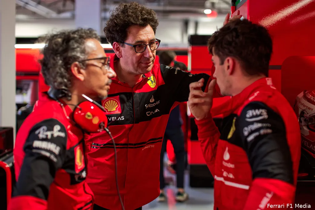 laurent mekies mattia binotto charles leclerc ferrari gp miami