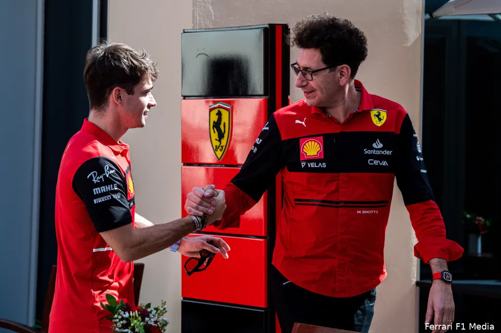 Charles Leclerc Mattia Binotto Ferrari F1 GP Abu Dhabi 2022 1