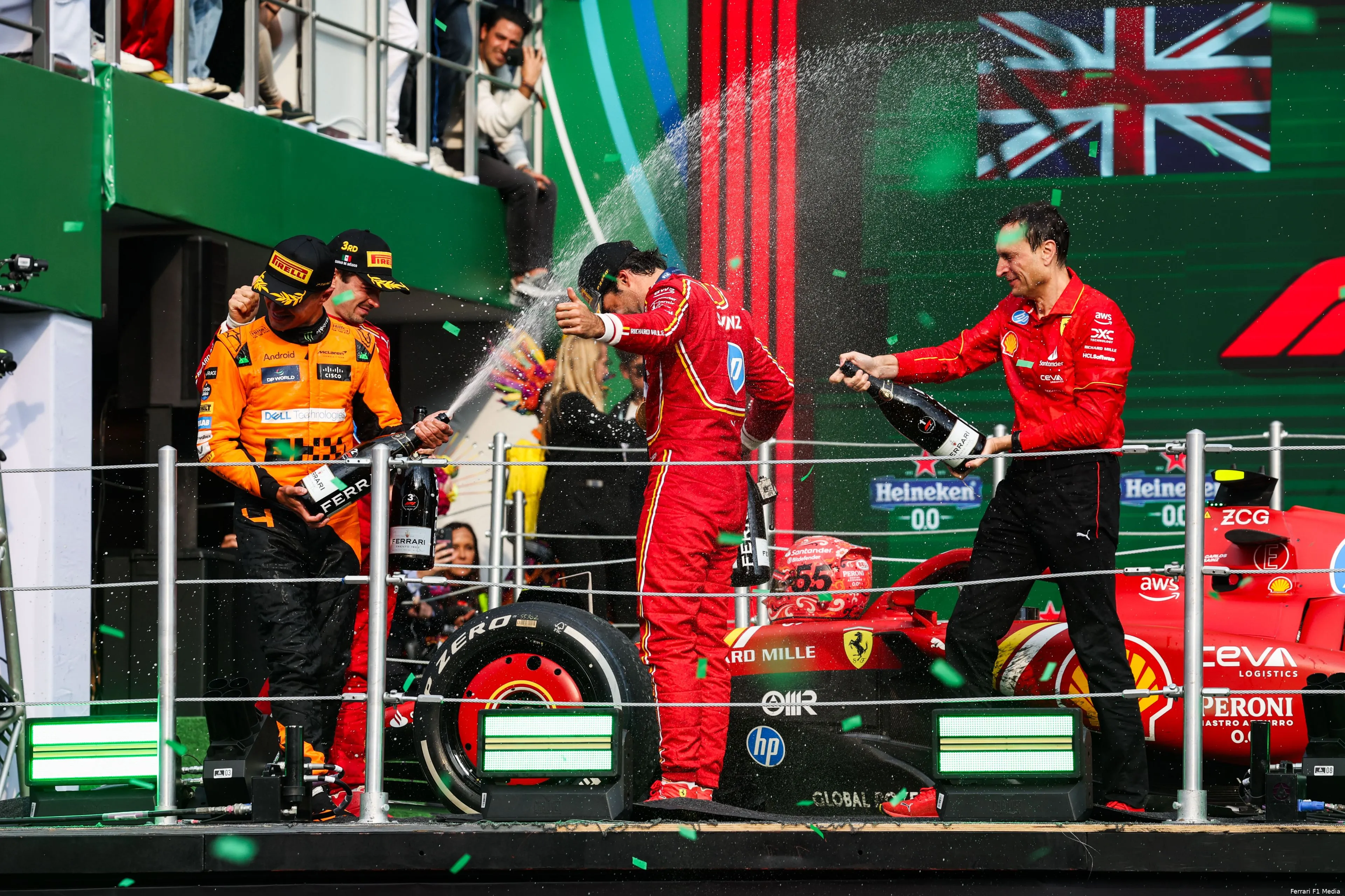 charles leclerc carlos sainz lando norris mexico podium