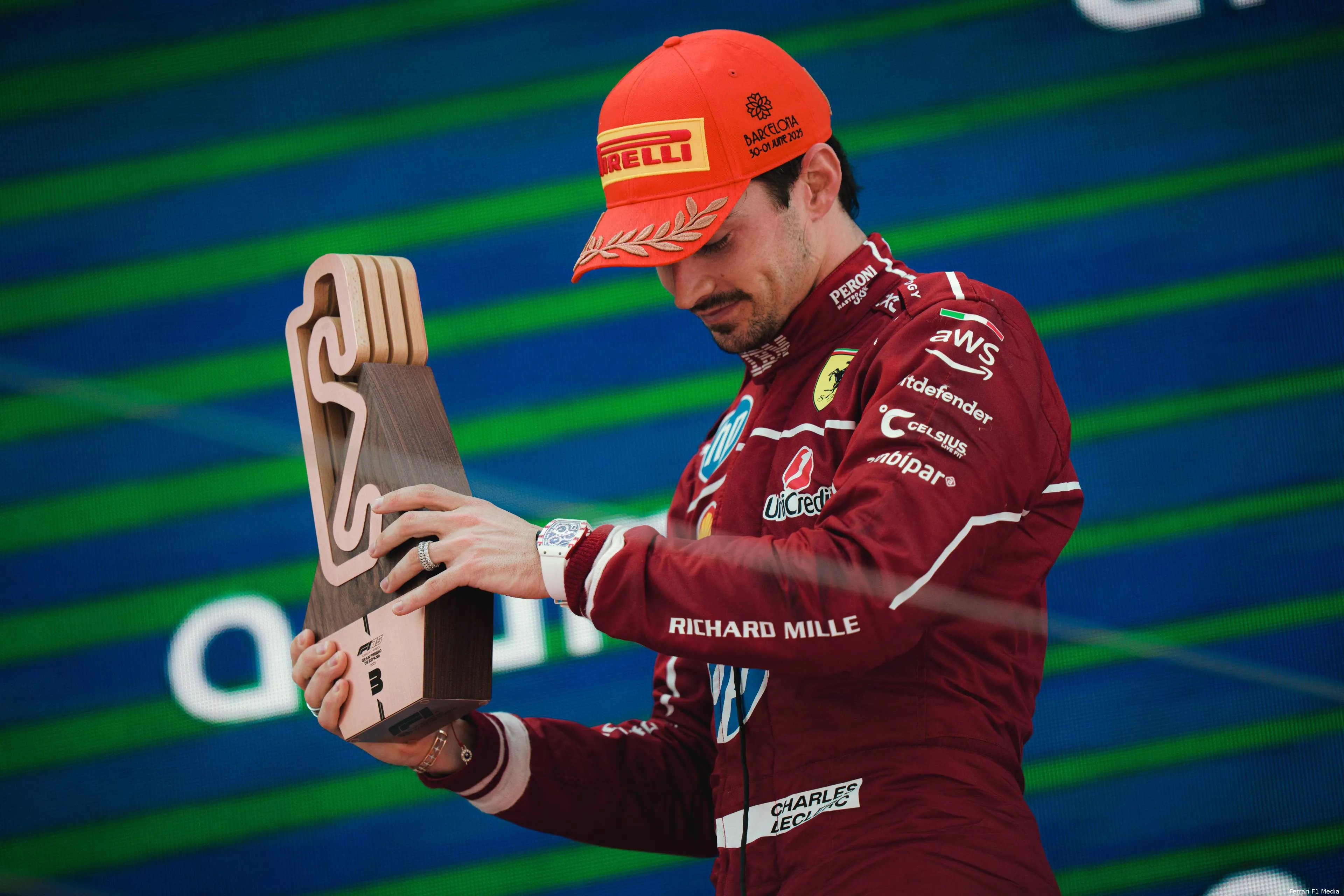 charles leclerc ferrari gp spanje 2025 zondag podium