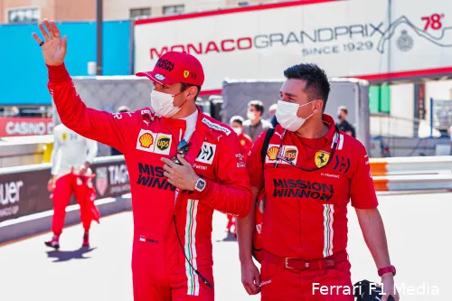 Leclerc trainde zich wel naar de poleposition in 2021, maar crashte ook en kon een dag later niet starten. (Foto: Ferrari F1 Media)