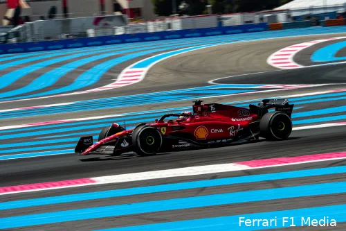 Charles
Leclerc in actie, kwalificatie GP Frankrijk 2022 op het Circuit Paul Ricard
(Foto: Ferrari F1 Media