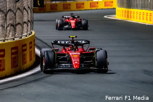 <i>Charles Leclerc reed de gehele tweede stint in de kielzog van zijn teamgenoot. (Foto: Ferrari F1 Media)</i>