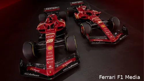 De Ferrari SF-24, de bolides waarin Carlos Sainz en Charles Leclerc de circuits onveilig in zullen maken in 2024.