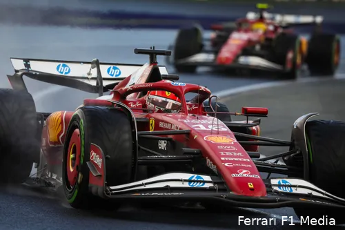 Hamilton, hier achter Leclerc, probeerde van zijn teamgenoot te leren.