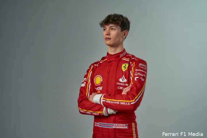 <i>De jongste Ferrari-coureur ooit: Oliver Bearman.</i>