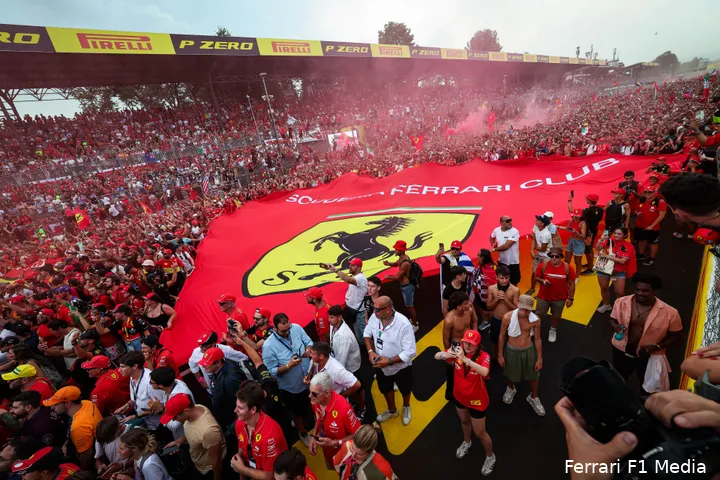 Ferrari won in Monza en Monza explodeerde met al het rood.