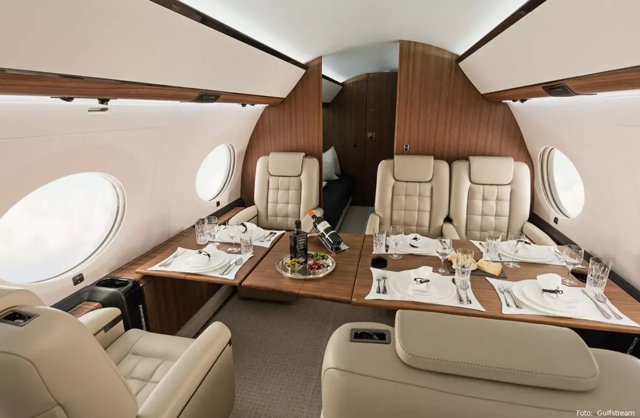 De binnenkant van een Gulfstream 650ER is pure luxe