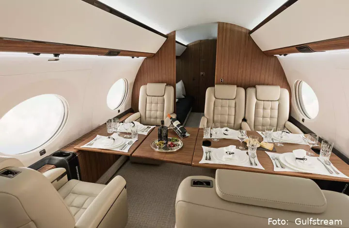 De binnenkant van een Gulfstream 650ER is pure luxe