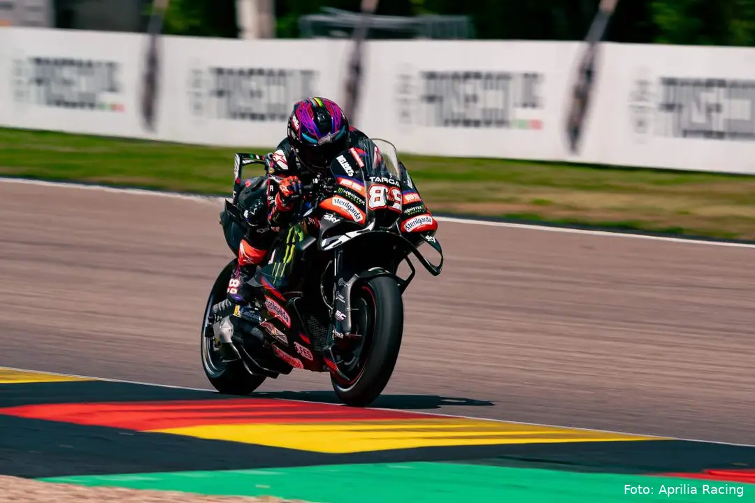 Jorge Martin rides the Aprilia RS-GP26 at the Sachsenring