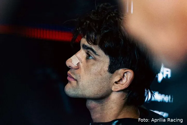 Jorge Martin in the Aprilia Racing MotoGP garage
