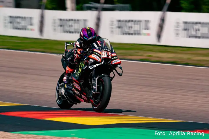 Jorge Martin rides the Aprilia RS-GP26 at the Sachsenring