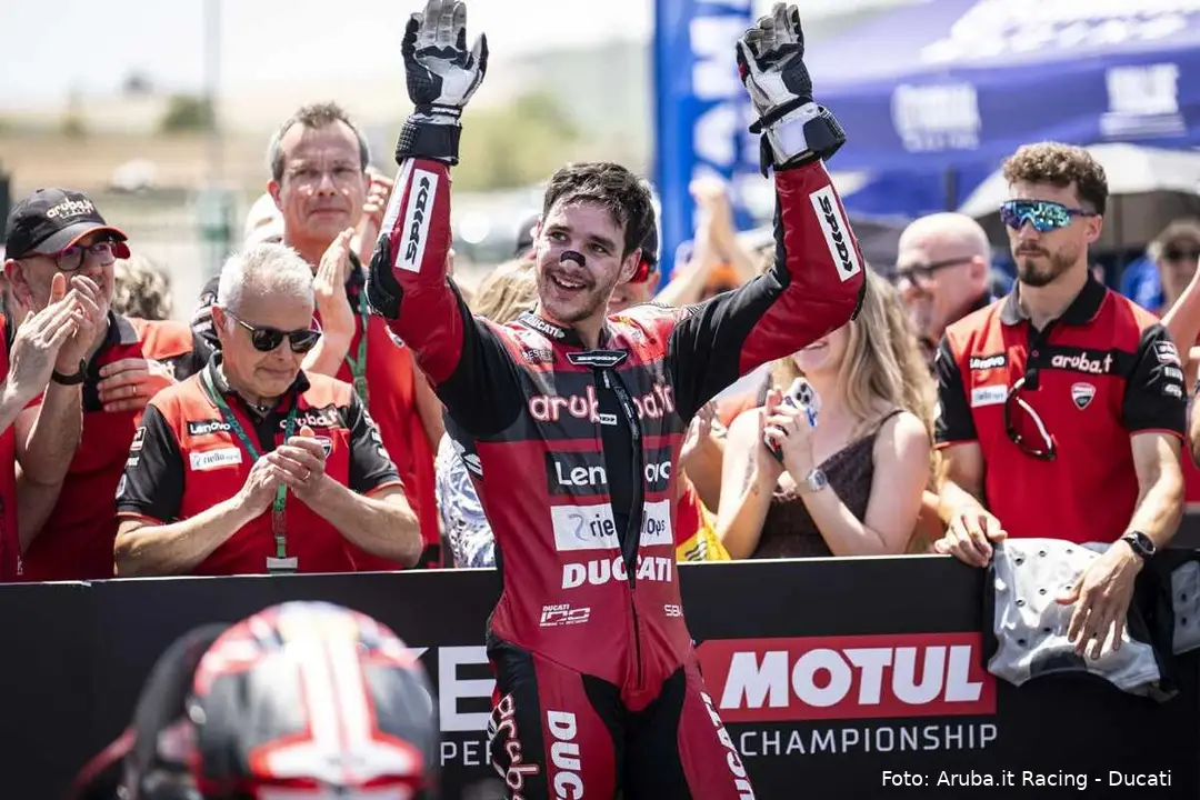 Iker Lecuona Ducati SBK rider celebrates in Aragon