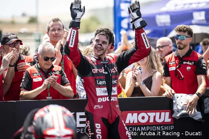 Iker Lecuona Ducati SBK rider celebrates in Aragon