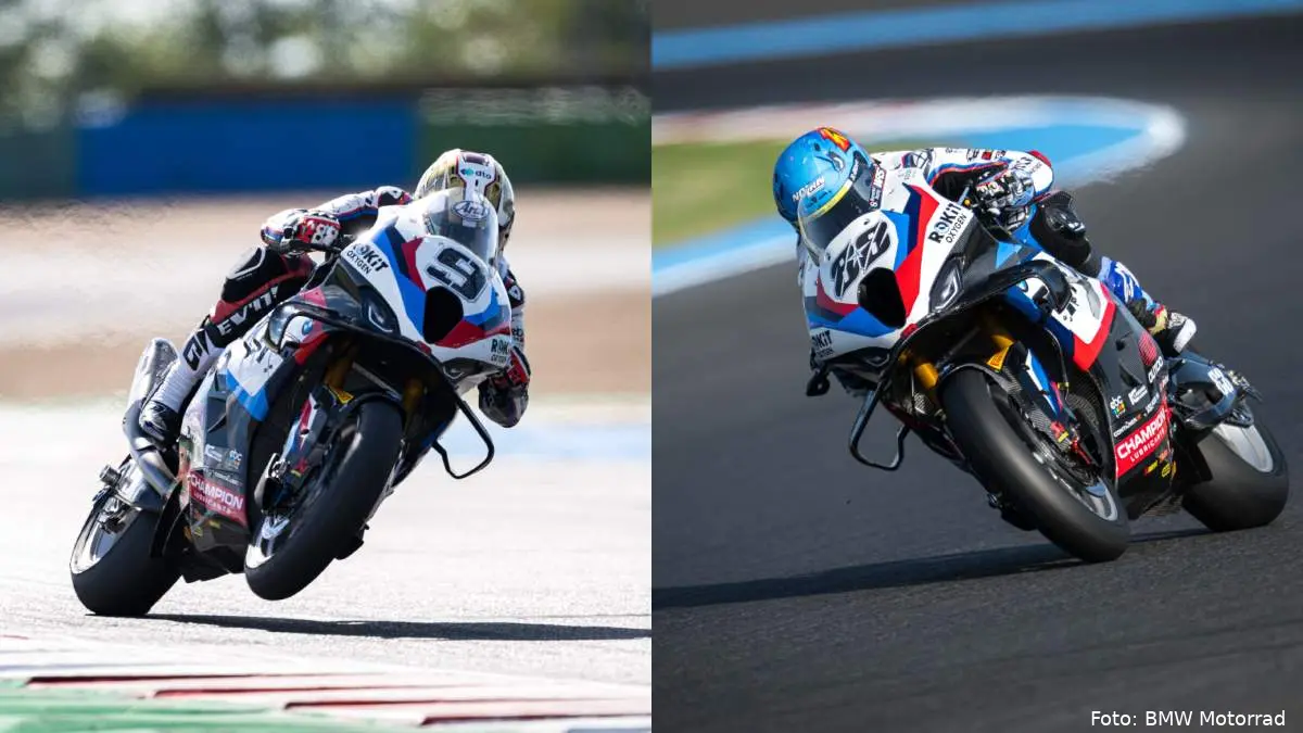 Danilo Petrucci e Miguel Oliveira guidano le BMW M 1000 RR nel round Superbike a Magny-Cours, Francia