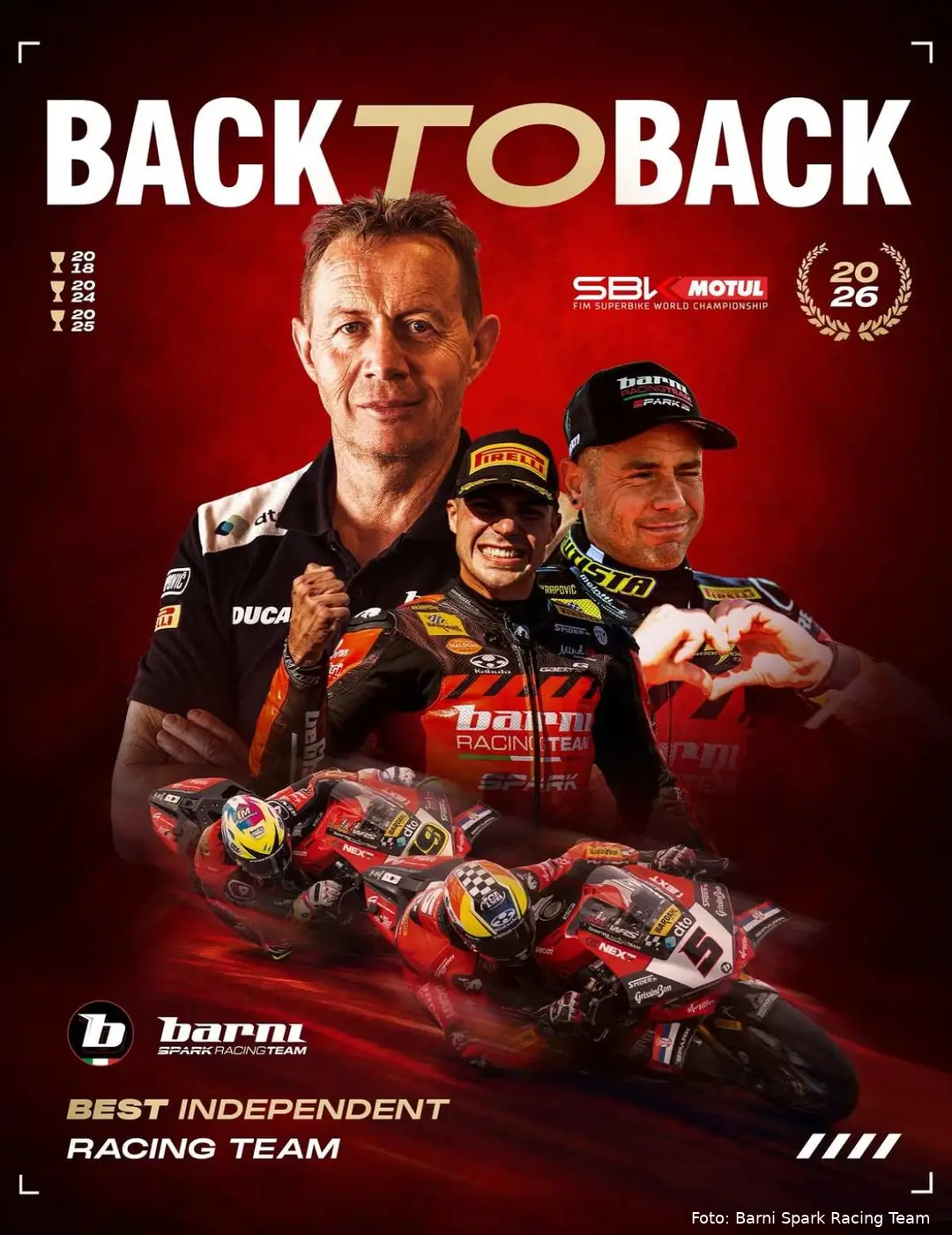 Barni Spark Racing Team campione indipendente SBK 2026