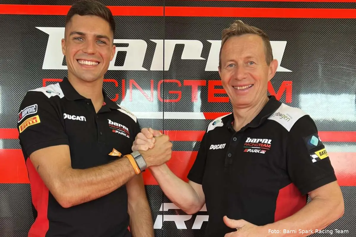 Yari Montella e Marco Barnabò dopo il rinnovo del pilota Superbike col team Barni Spark Racing