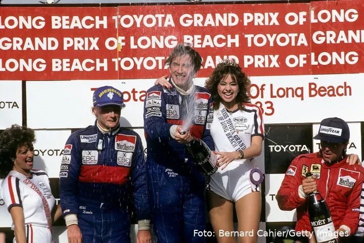 <i>John Watson efter sin sensationelle sejr på Long Beach-banen i 1983.</i>