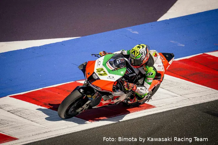 Axel Bassani rides the Bimota KB998 Rimini during SBK free practice at Misano