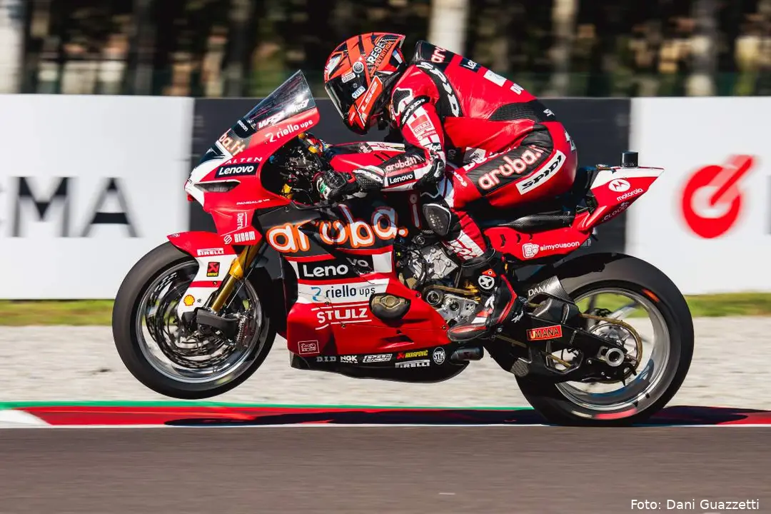 Iker Lecuona rides the Ducati Superbike at Cremona