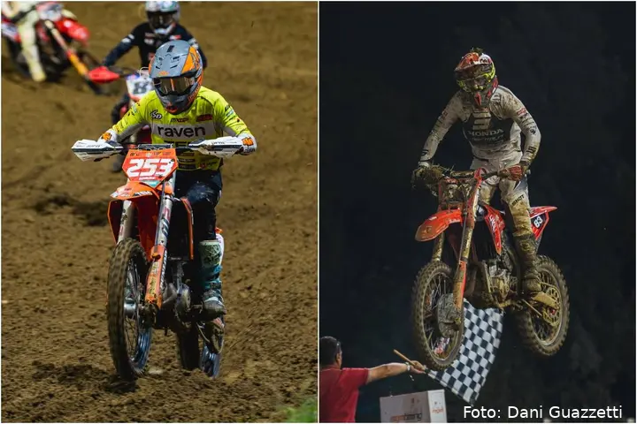 From left: Jan Pancar, MX1 winner and leader, and Maxime Grau, MX2 winner. Photo: Dani Guazzetti