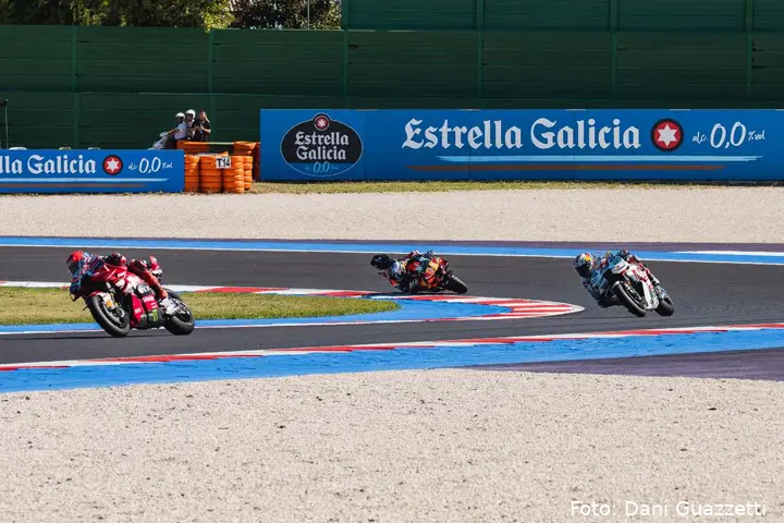 Marc Marquez, Alex Marquez and Pedro Acosta in the MotoGP race at Misano Adriatico