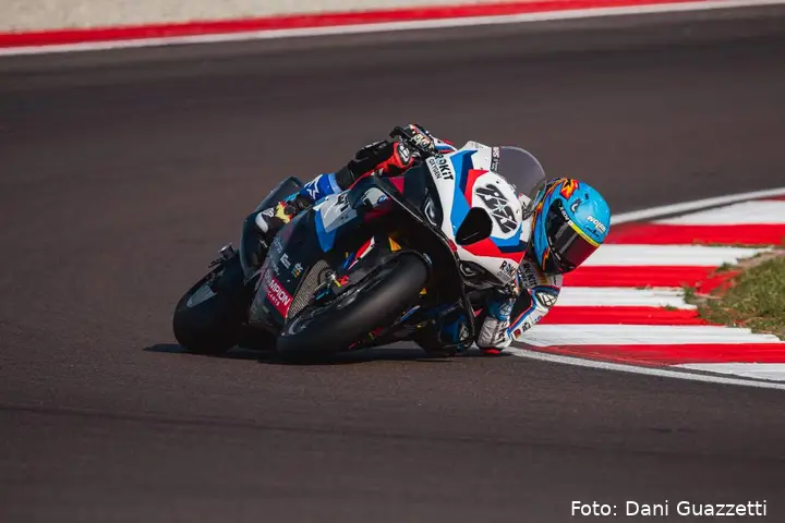 Miguel Oliveira rides the BMW Superbike at the Cremona Circuit