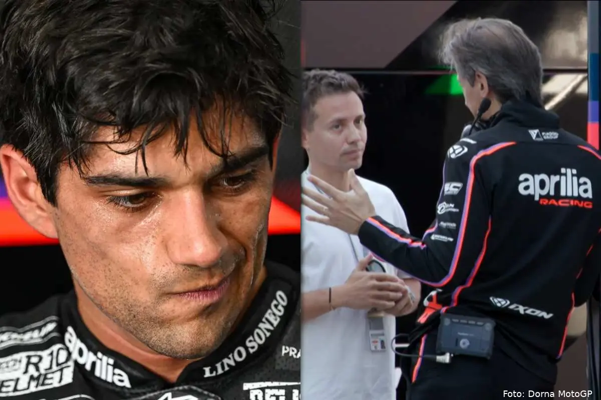Jorge Martin, Albert Valera e Massimo Rivola di Aprilia MotoGP