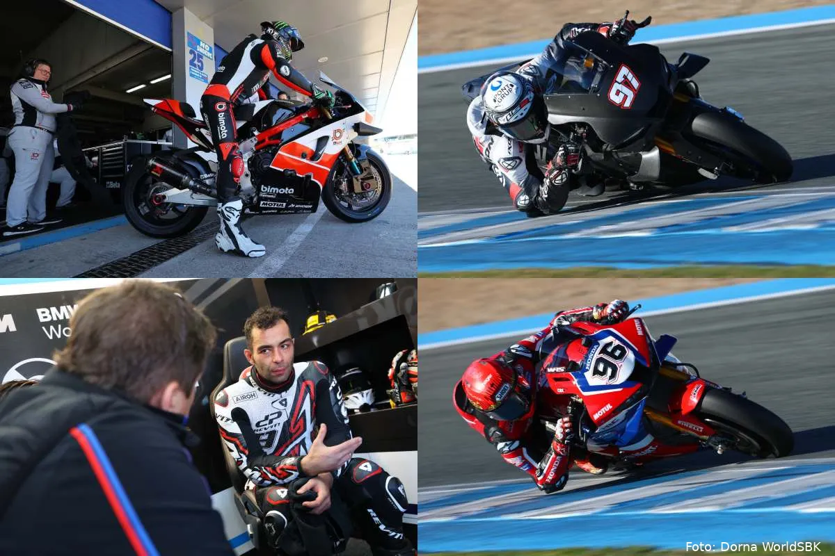 Alex Lowes, Xavi Vierge, Danilo Petrucci e Jake Dixon nel test Superbike SBK a Jerez